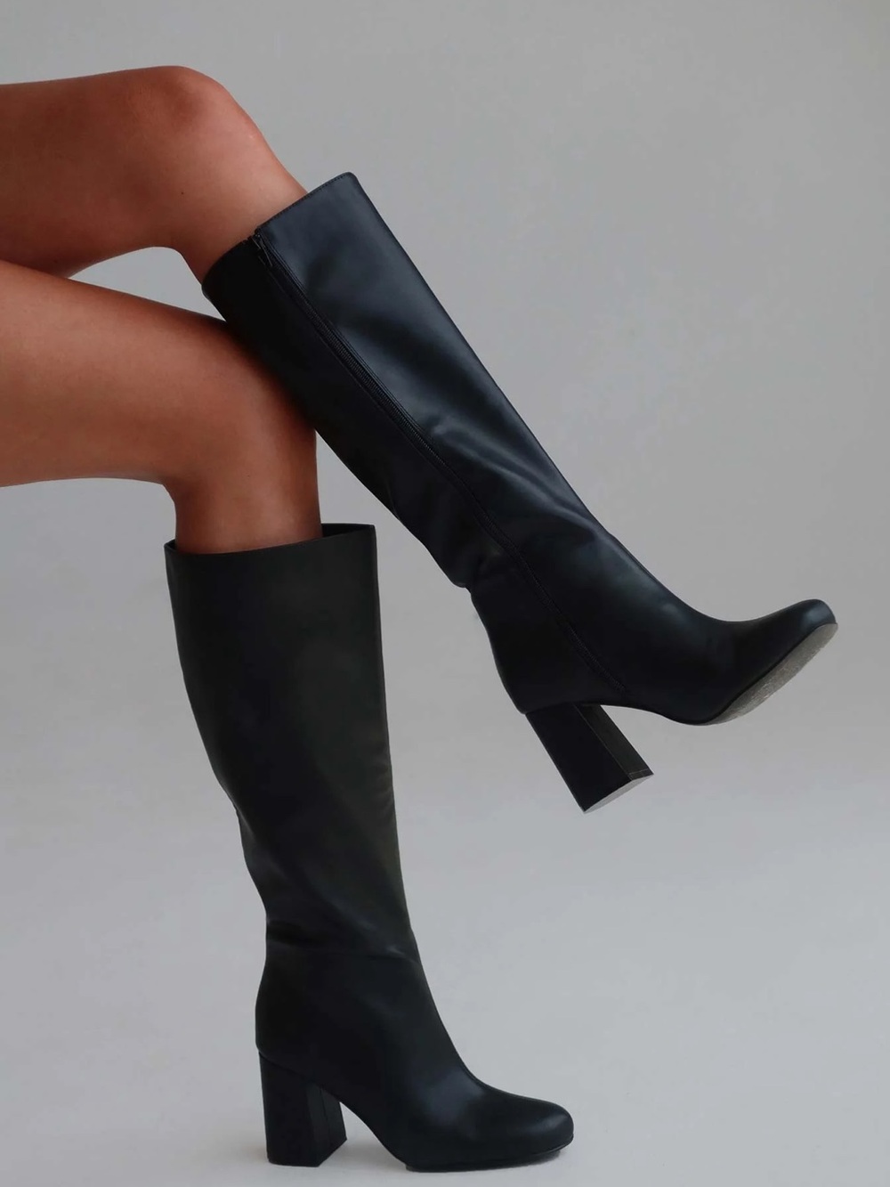 Princess Polly Teala Black Knee-High Block Heel Boots - Women